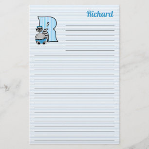 Papelaria Blue Raccoon Mongram - Letra R com Nome Vinculado