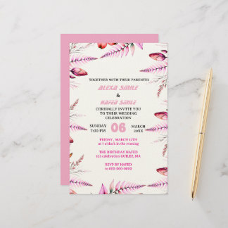 Papelaria Blush Pink Elegant Gold Wedding Invitation , Whit