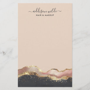 Papelaria Blush Rosa Cinza E Dourado Moderno Script Elegante