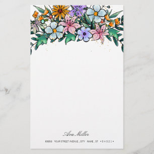 Papelaria Boho Wildflower Papel para Papel de carta Floral