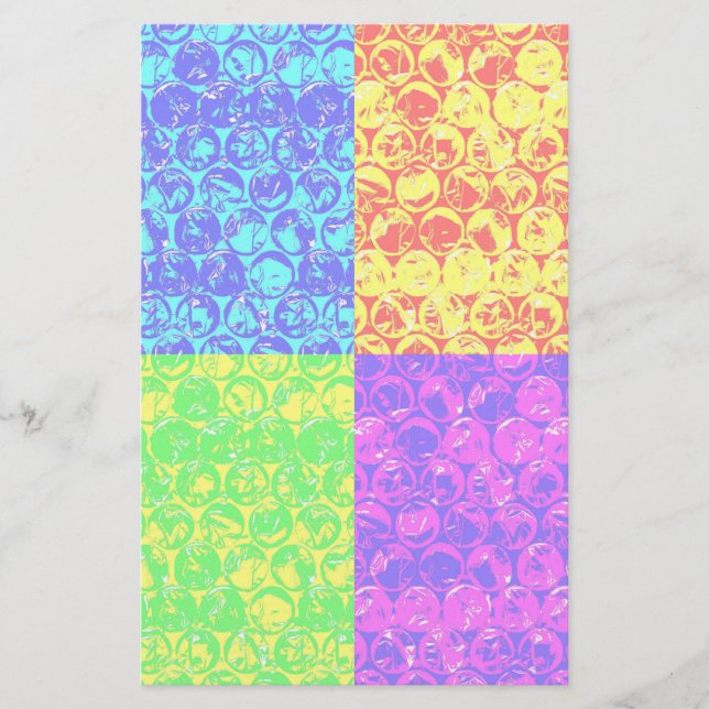 Papelaria Bolha de arte pop em cores de arco-íris (Frente)