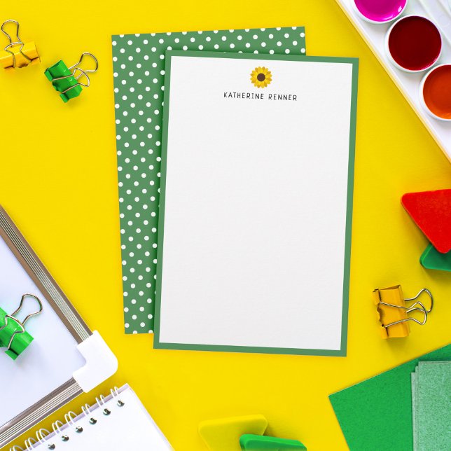 Papelaria Bolinhas de Borda Verde de Girassol (Criador carregado)