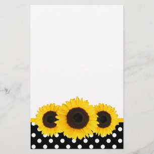 Papelaria Bolinhas de girassol preto e branco