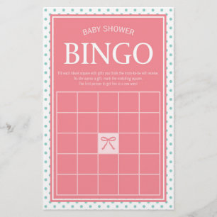 Papelaria Bolinhas e Faixa de Bingo de Chá de fraldas Rosa