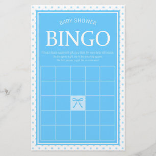 Papelaria Bolinhas e fita azuis do Bingo do chá de fraldas