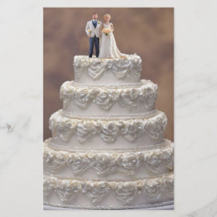 Papelaria Bolo Branco De Casamento De Cinco Camadas Com Casa