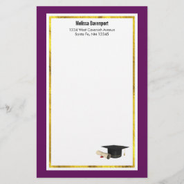 Papelaria Boné de formatura e Diploma em Roxo