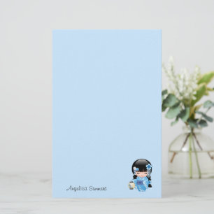 Papelaria Boneca de inverno Kokeshi - Garota Geisha Bonita d