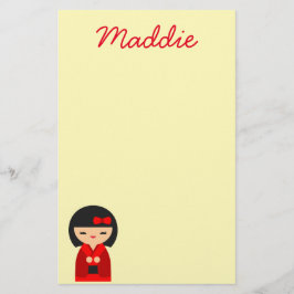 Papelaria Bonecas japonesas Cute Red Kokeshi