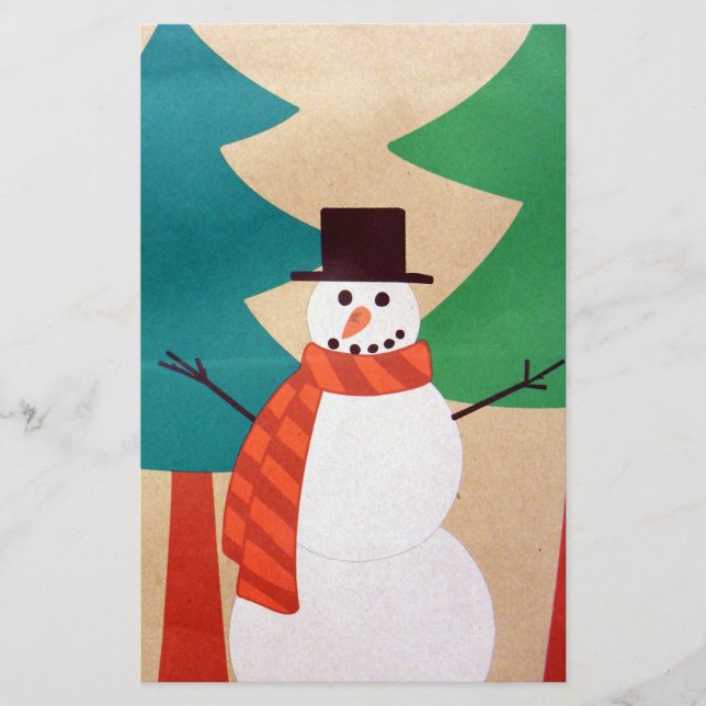 Papelaria Boneco de Neve e Árvores de Natal (Frente)