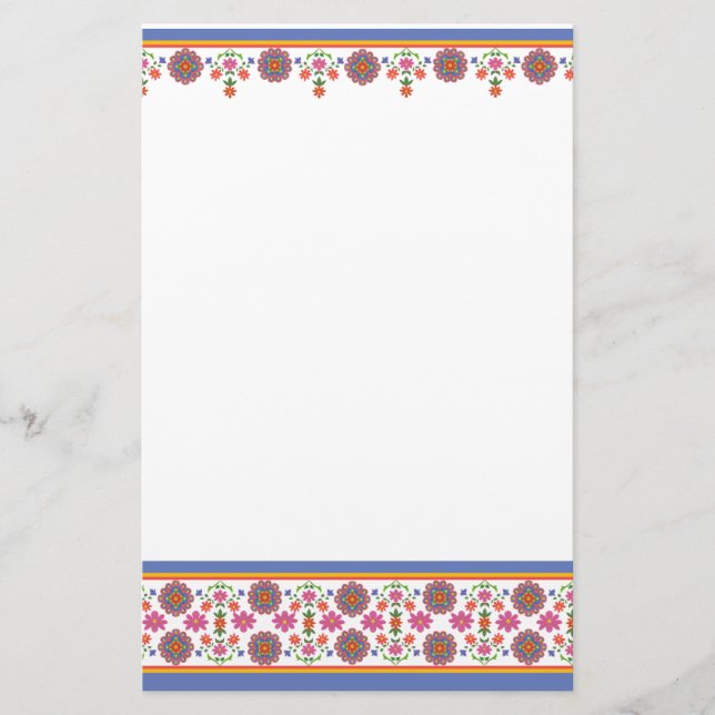Papelaria Bonito Rangoli Floral Borders Stationery (Frente)