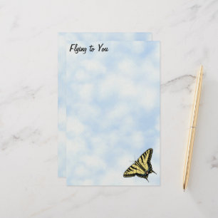 Papelaria Borboleta Amarelo Swallowtail Blue Sky Personaliza