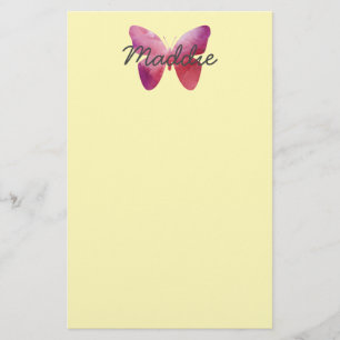 Papelaria Borboleta branca rosa