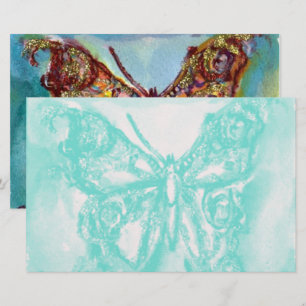 PAPELARIA BORBOLETA DOURADA EM AZUL