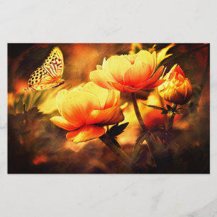 Papelaria Borboleta e flores do vintage