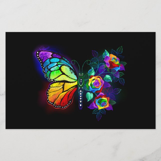 Papelaria Borboleta-flor-arco-íris (Frente)