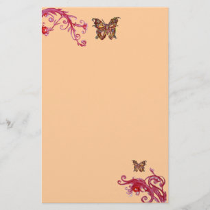 Papelaria BORBOLETA, luz cor-de-rosa vermelha - laranja