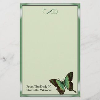 Papelaria Borboleta Metálica Verde