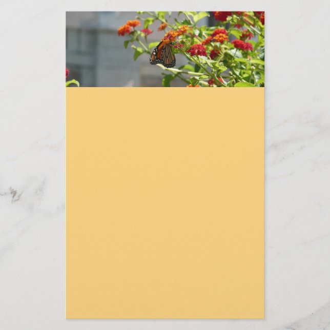 Papelaria Borboleta Monarca em Borboleta Vermelha Bush (Frente)