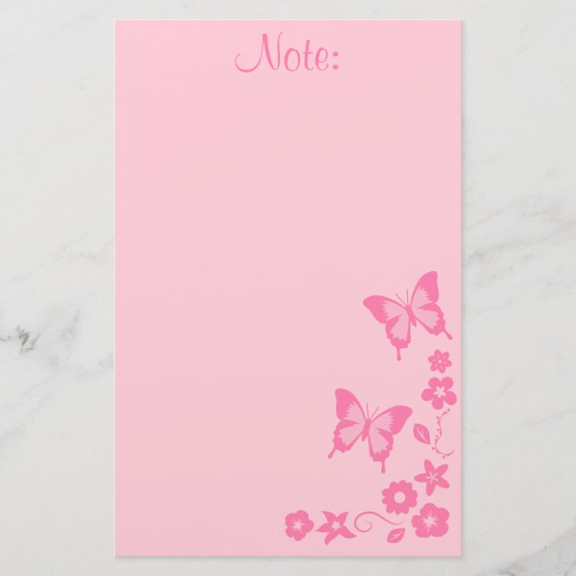 Papelaria Borboleta Rosa Elegante Flores Menina (Frente)