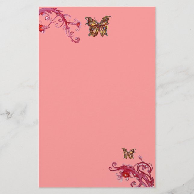 Papelaria BORBOLETA, rosa vermelho (Frente)