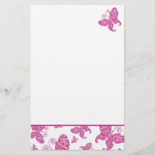 Papelaria Borboletas cor-de-rosa