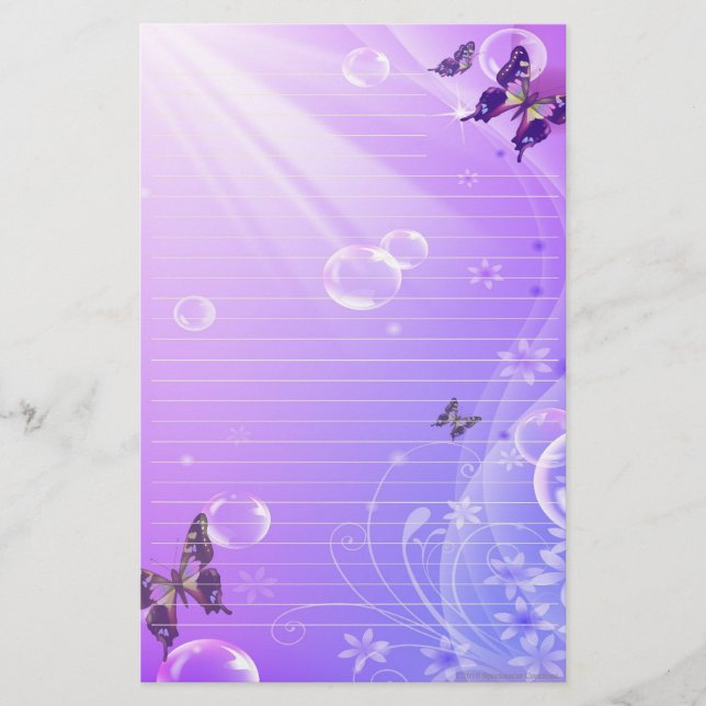 Papelaria Borboletas e bolhas estacionárias (Frente)