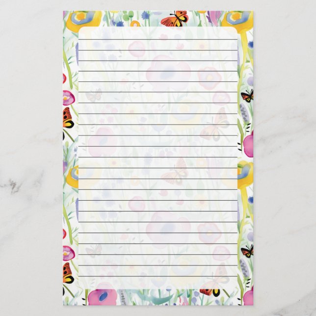 Papelaria Borboletas e flores (Frente)