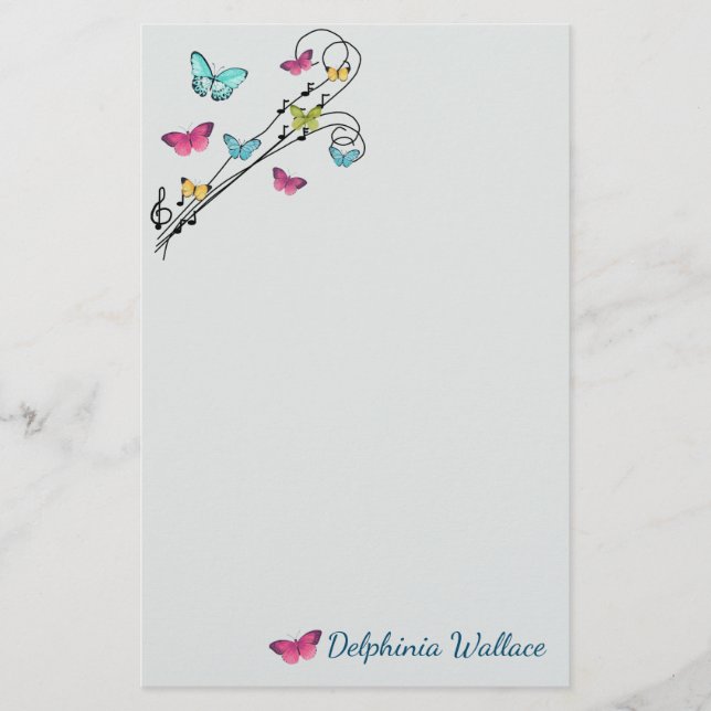 Papelaria Borboletas e música (Frente)