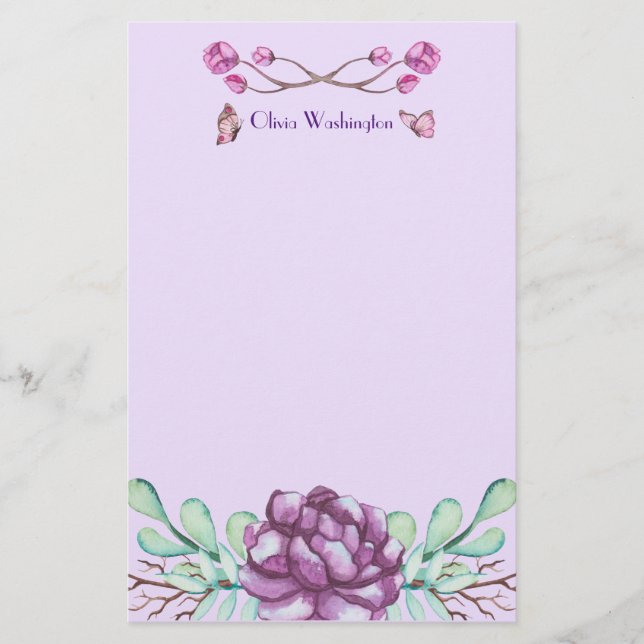 Papelaria Borboletas e peônias (Frente)