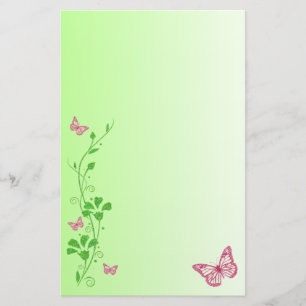Papelaria Borboletas Florais Verdes, Cor-de-Rosa, Roupa de C