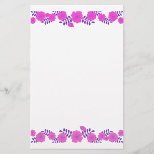Papelaria Borda da Linha Flor Rosa Rosa Cor-de-rosa com pint