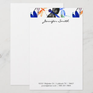 Papelaria Borda de Padrão de Libélula em Aquarela Bonita