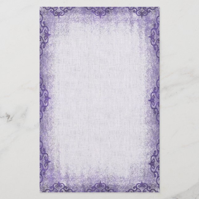 Papelaria Borda do Grunge da Vintage Roxo (Frente)