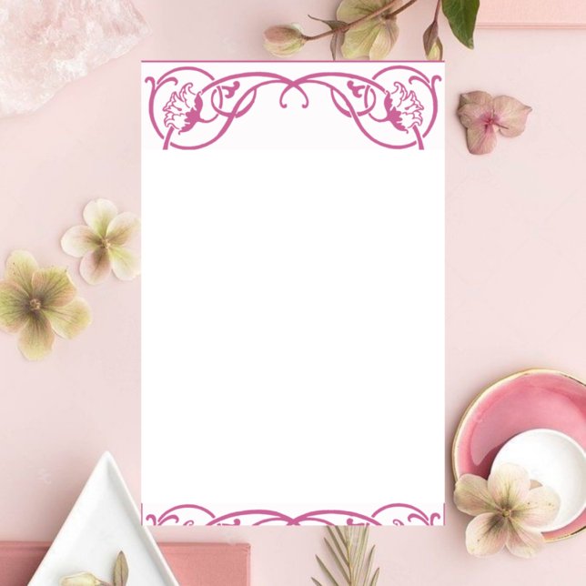 Papelaria Borda Floral Nouveau Personalizável (Criador carregado)