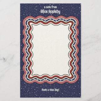 Papelaria Borda Ondulada Personalizada Vermelho Branco Azul: