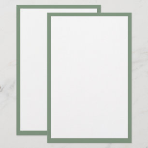 Papelaria Borda Verde Salvia Branco Cor Personalizada Casame