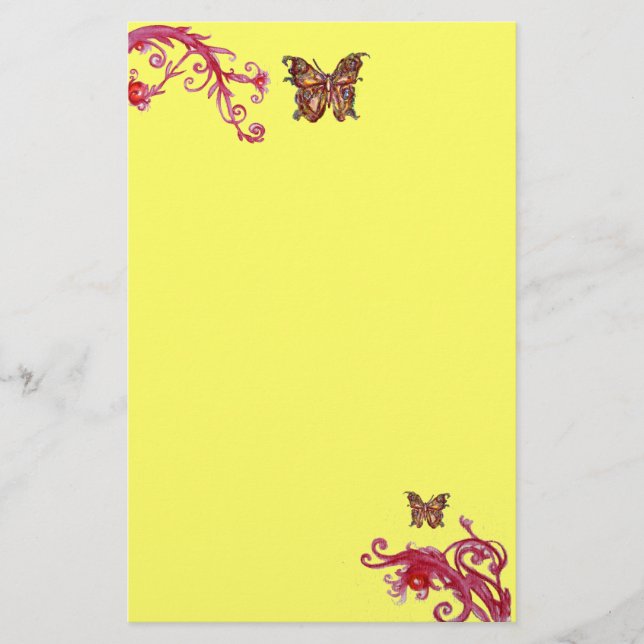 Papelaria BORRACHA, cor-de-rosa vermelho, amarelo-claro (Frente)
