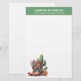 Papelaria Botas Coloridas de Cowgirl com Flores e Cactus