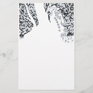 Papelaria Branco preto ROMÂNTICO da MULHER, dos ROSAS E da