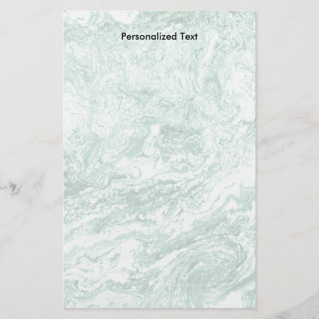 Papelaria Branco verde abstrato marmoreado do design | (Frente)