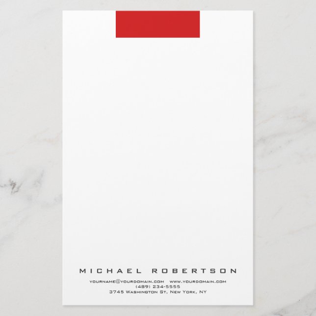 Papelaria Branco vermelho profissional simples minimalista m (Frente)