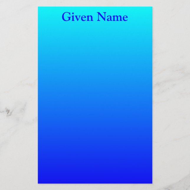Papelaria Bright Aqua Blue Personalized Ombre (Frente)