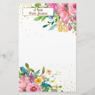 Papelaria Brilho Dourado Amarelo-rosa elegante