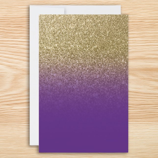 Papelaria Brilho Ombre Dourado Roxo Real (Royal Purple Gold Ombre Glitter Stationery)