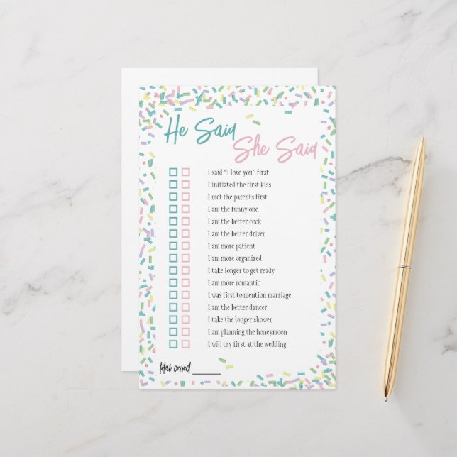 Papelaria Brinquedo de Confeitos de Sorvete Ele Disse Ela Di (Frente/Verso In Situ)