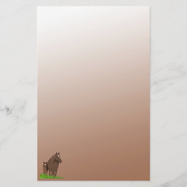 Papelaria Brown Mare e Foal Horse (Frente)