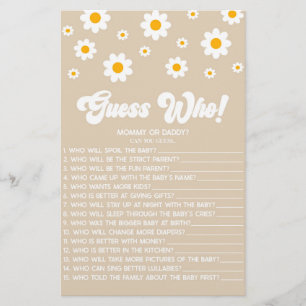 Papelaria Brown Retro Daisy Adivinha Quem! Jogo do chá de fr