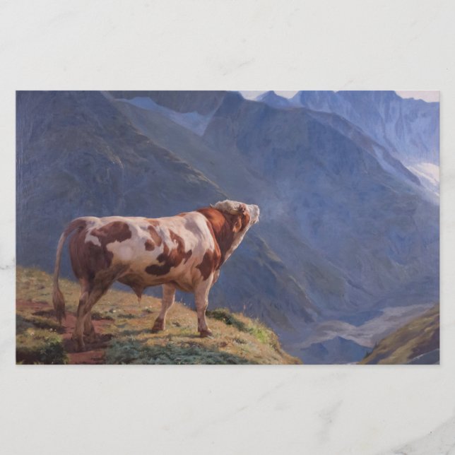 Papelaria Bull nos Alpes (por Eugène Burnand) (Frente)