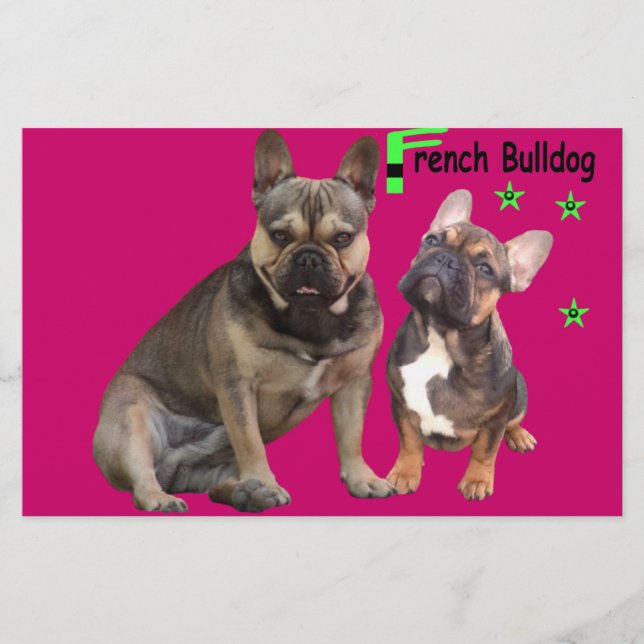 Papelaria Bulldogs franceses papéis de carta (Frente)